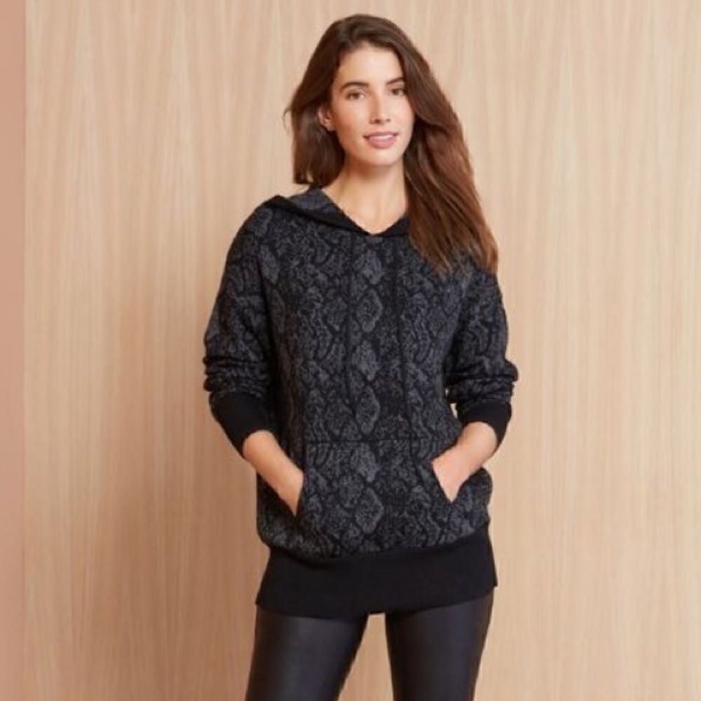 John + Jenn DYLAN Python Hooded Tunic Pullover with front slide pocket